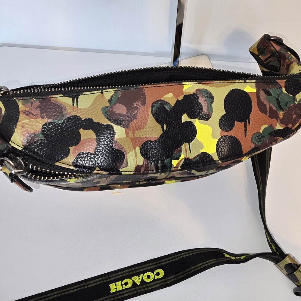 Coach League Belt Bag With Camo Print Leather Adjustable Strap Green Black - Picture 11 of 11